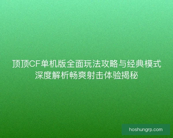顶顶CF单机版全面玩法攻略与经典模式深度解析畅爽射击体验揭秘